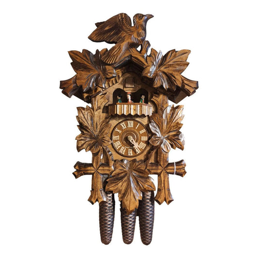 5 leaf , 1 cuckoo bird, deeply carved 8-day cuckoo clock Hekas