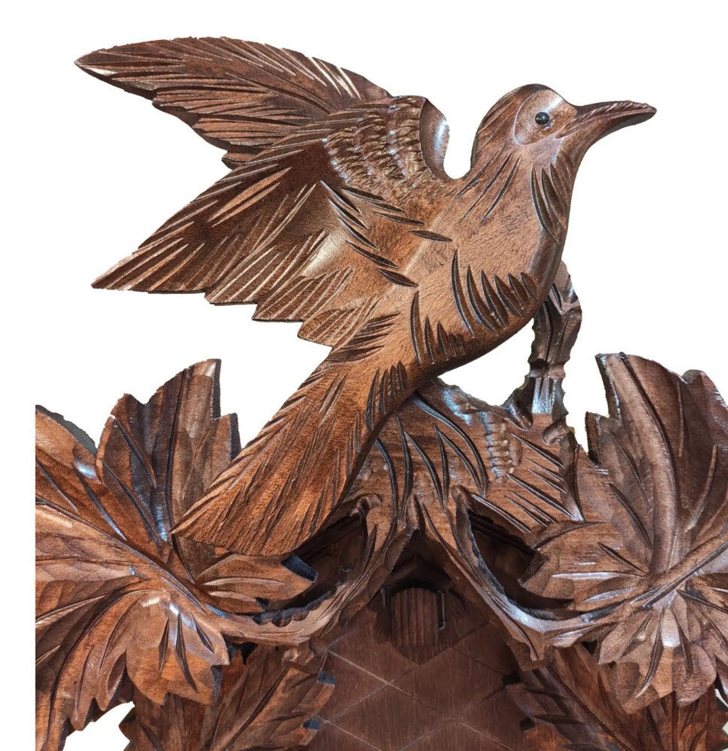 7 leaf , 3 birds hand-carved 8 day cuckoo clock Hekas