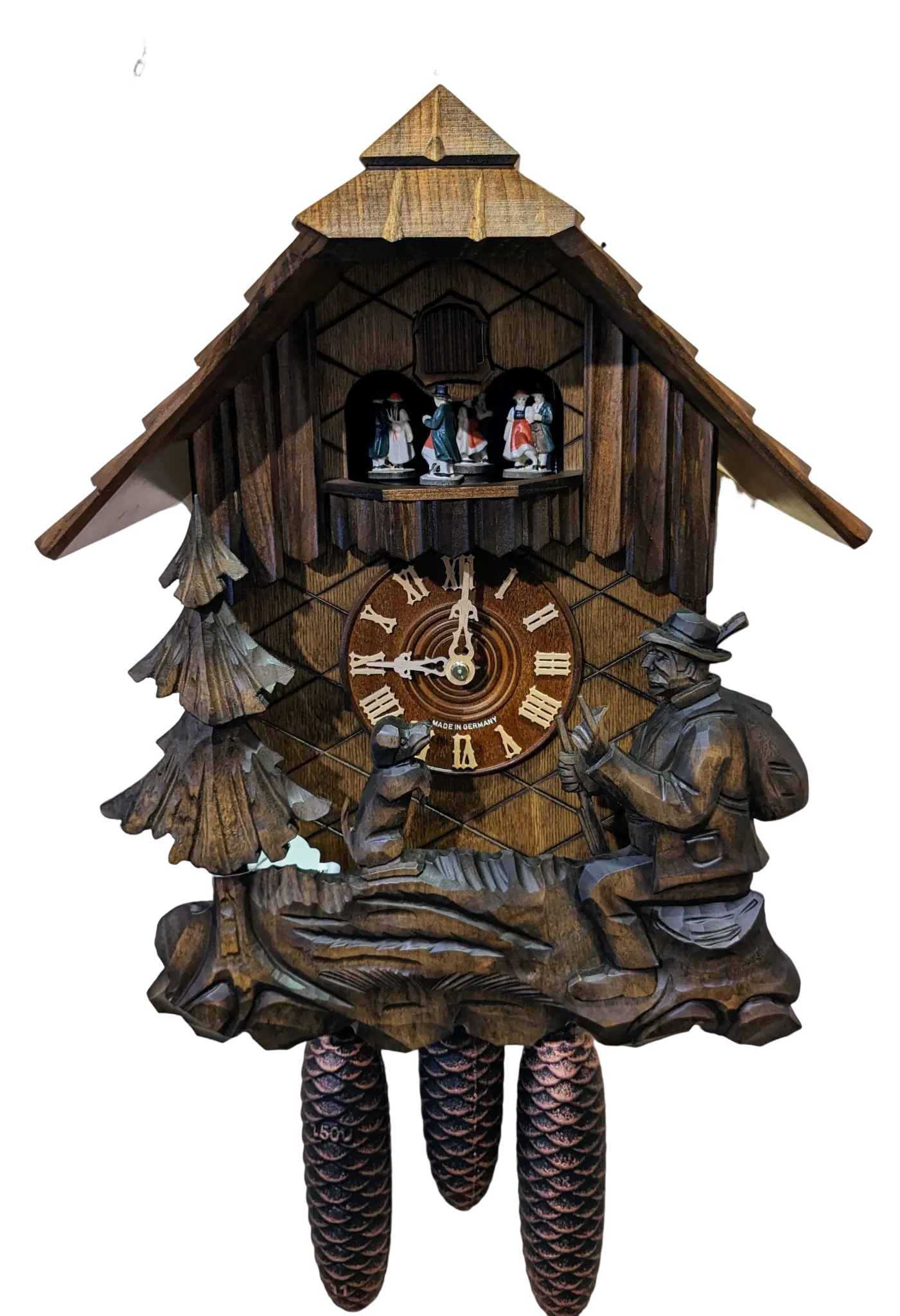 8 day cuckoo clock /forester/dog carved Montag Steins & Clocks