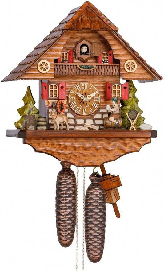 Beer drinker on barrel 8 day cuckoo clock Hekas