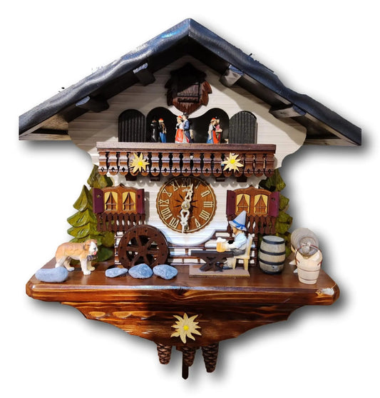 Beer drinker with pointed hat 1 day cuckoo clock with music Hekas