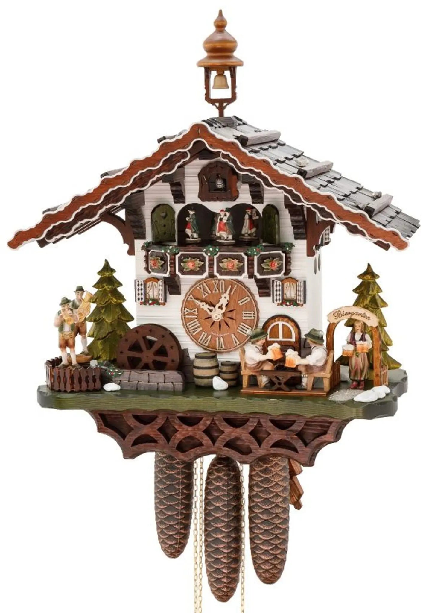 Beer drinkers with musicians and dancers 8 days cuckoo clock with music Hekas