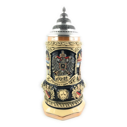 Beer mug 400ml made in Germany Expat Explore yellow painted Montag Steins & Clocks