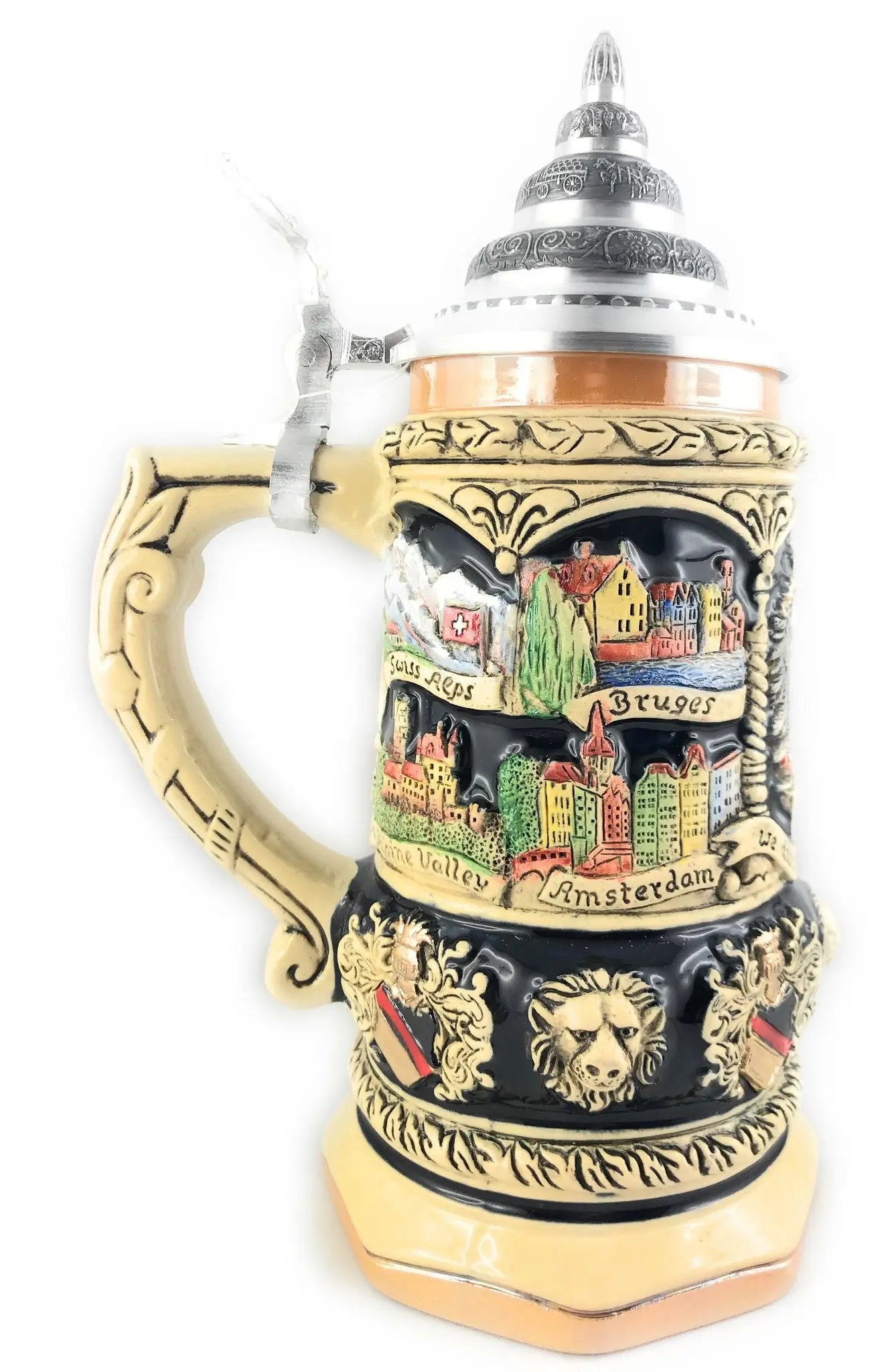 Beer mug 400ml made in Germany Expat Explore yellow painted Montag Steins & Clocks