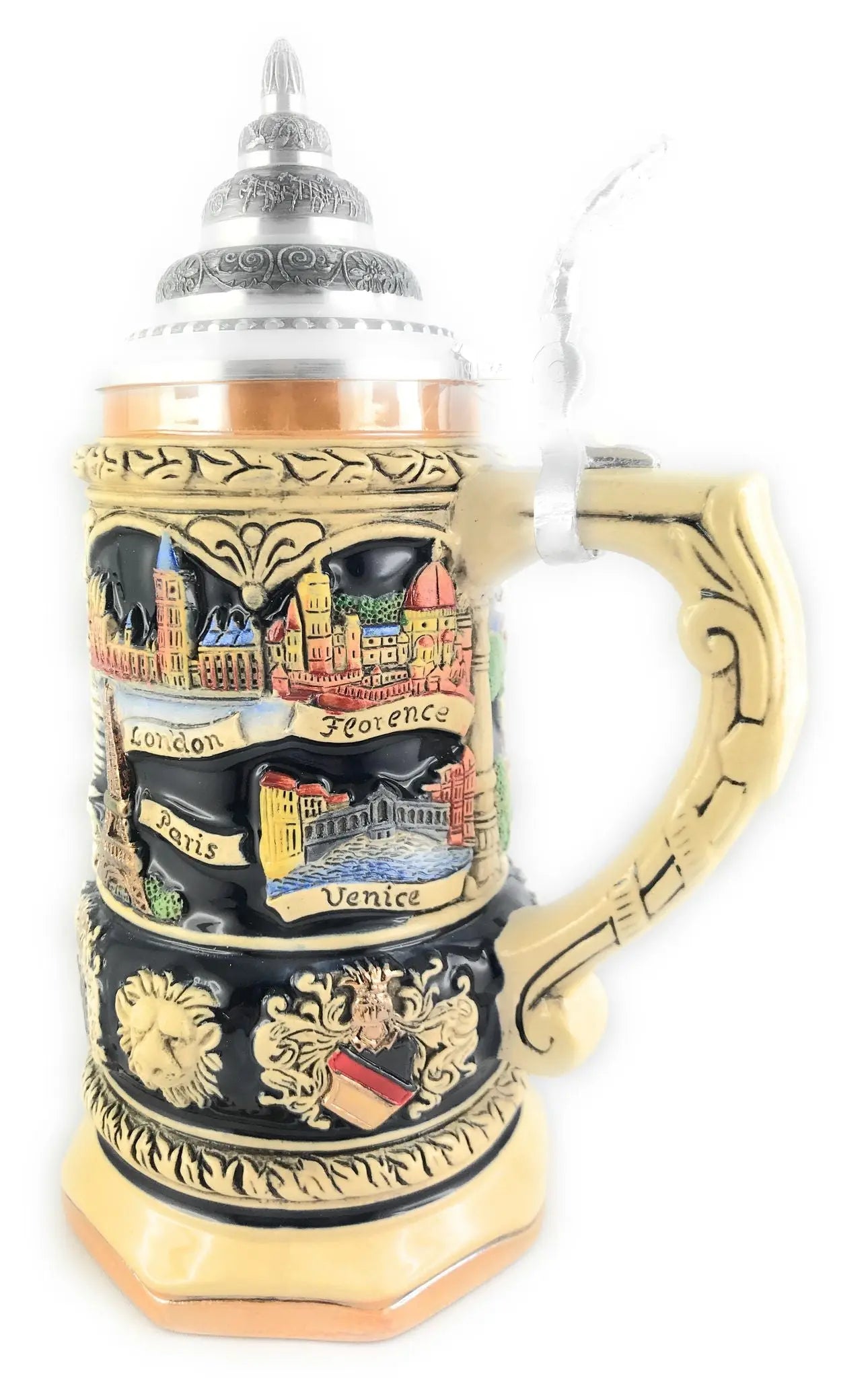 Beer mug 400ml made in Germany Expat Explore yellow painted Montag Steins & Clocks