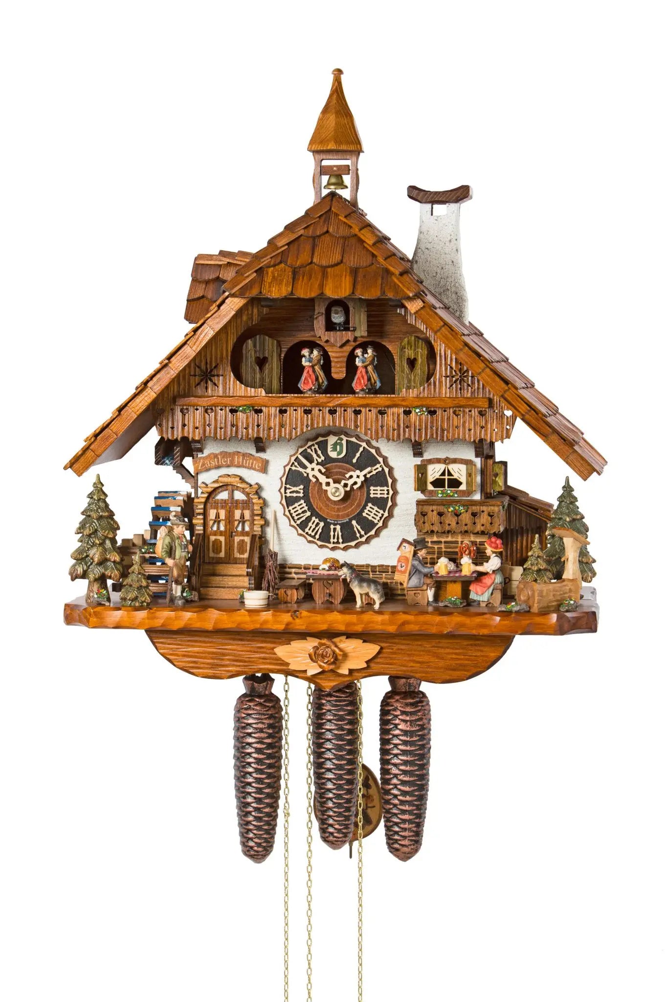Black Forest scene beer time 8 days cuckoo clock with music Hoenes