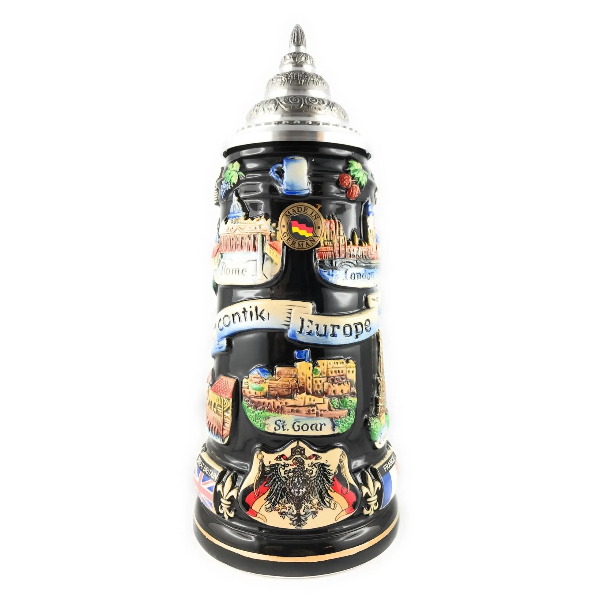 Contiki Europe 400ml black lacquered German beer mug Montag Steins & Clocks
