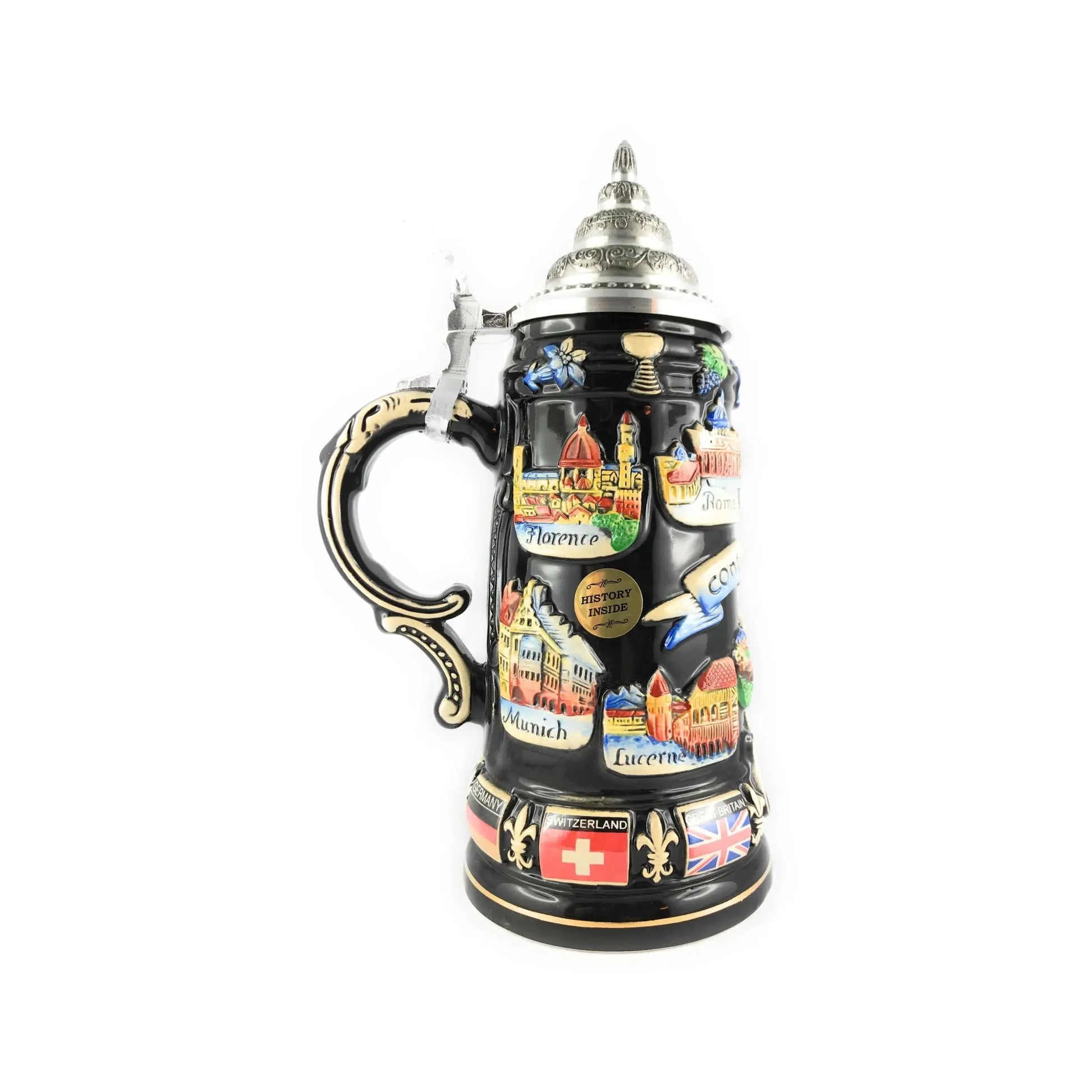 Contiki Europe 400ml black lacquered German beer mug Montag Steins & Clocks