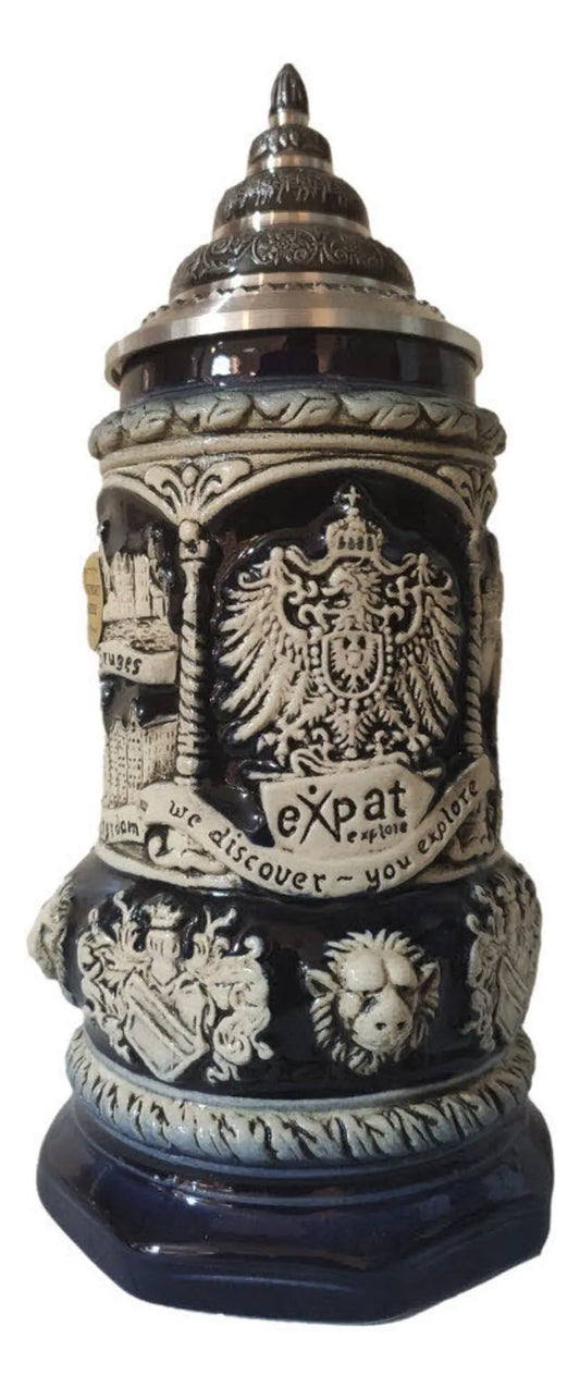 Expat Antique Blue 0.4L authentic German beer mug Montag Steins & Clocks