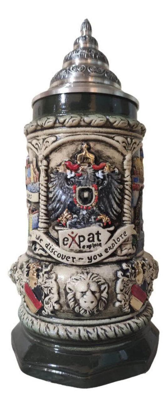 Expat Antique Painted 0.4L authentic German beer mug Montag Steins & Clocks