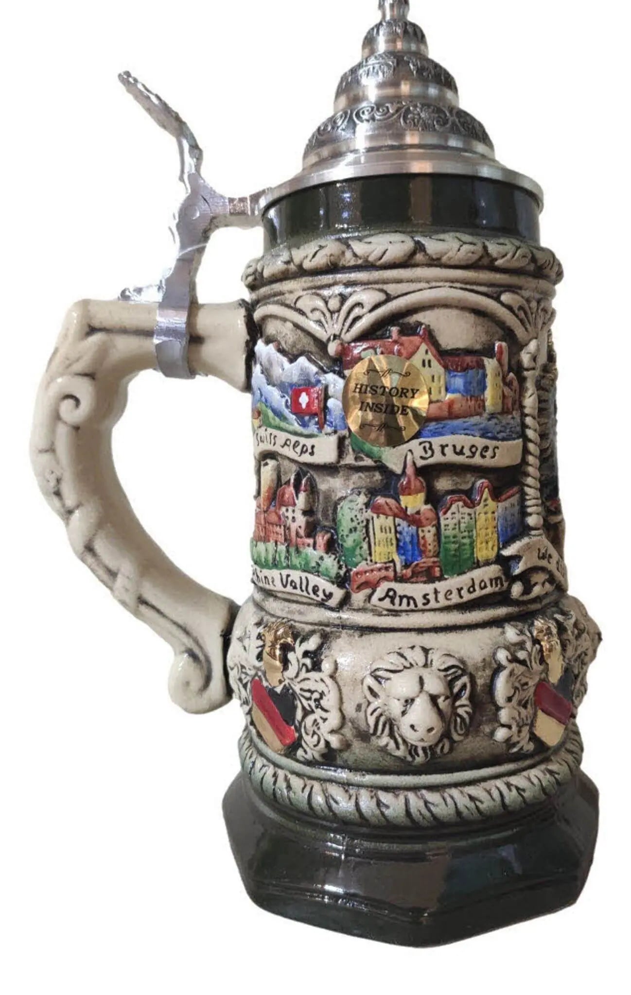 Expat Antique Painted 0.4L authentic German beer mug Montag Steins & Clocks