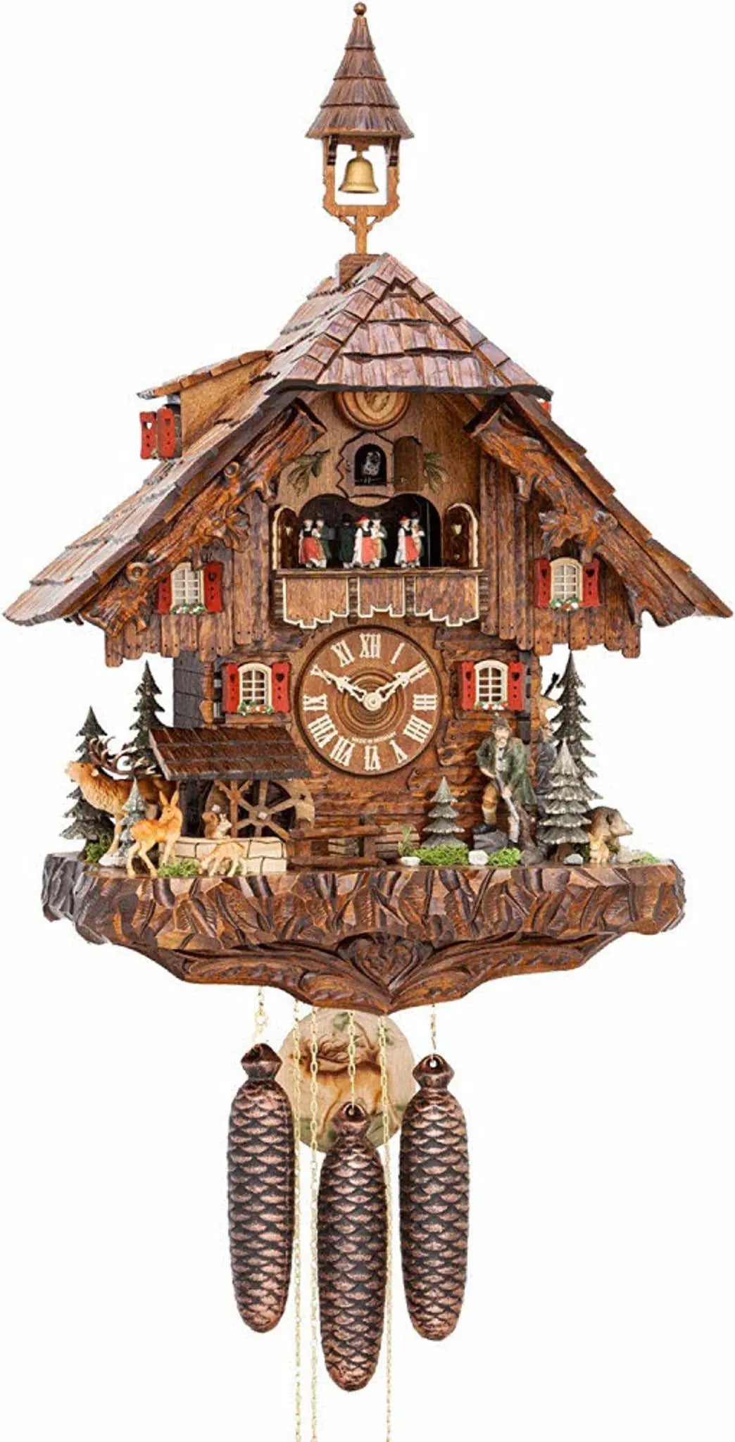 Forest scene house 8 days cuckoo clock with music Hekas