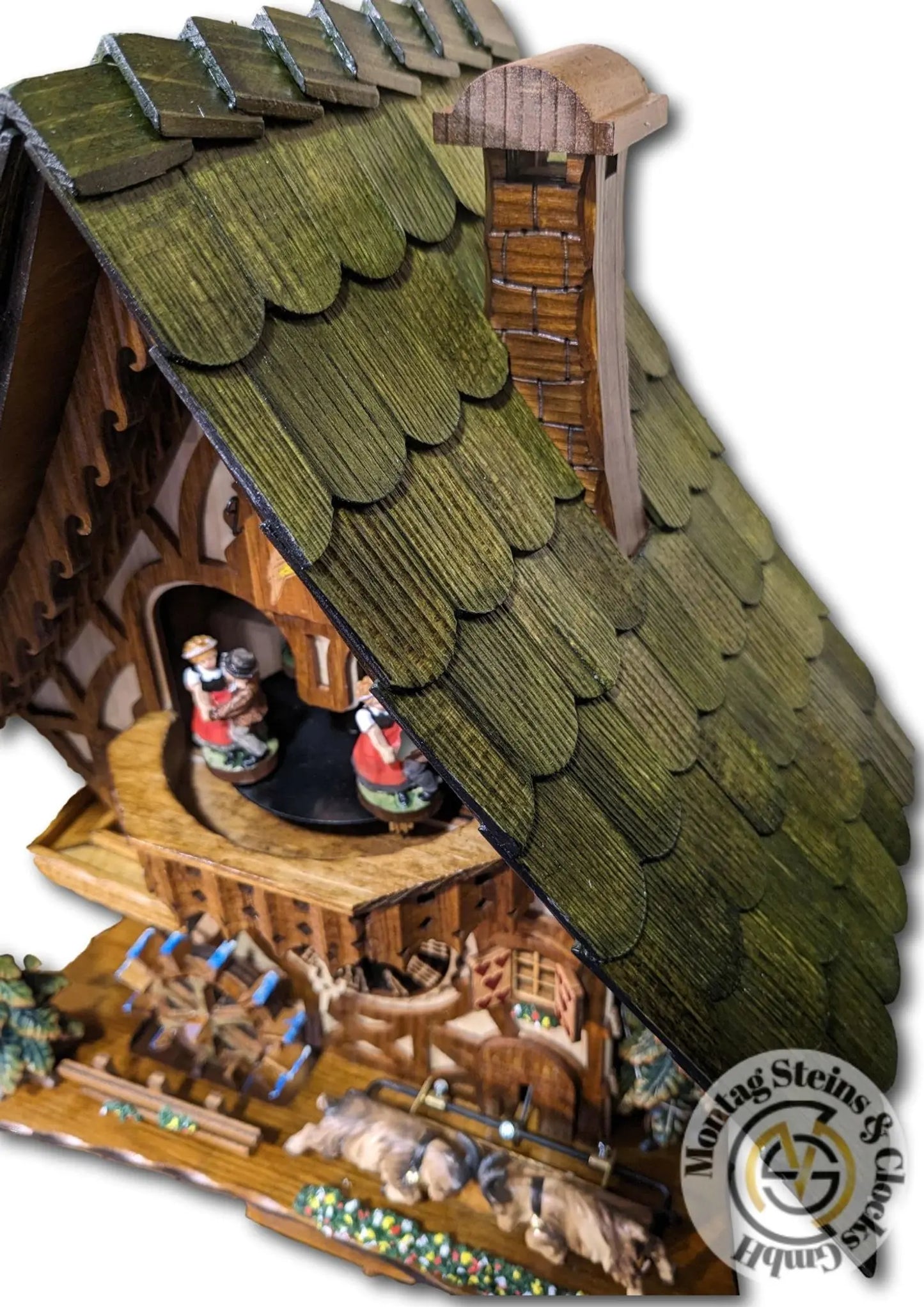 Cabras que golpean la cabeza con bailarines 1 día Reloj de cuco con música