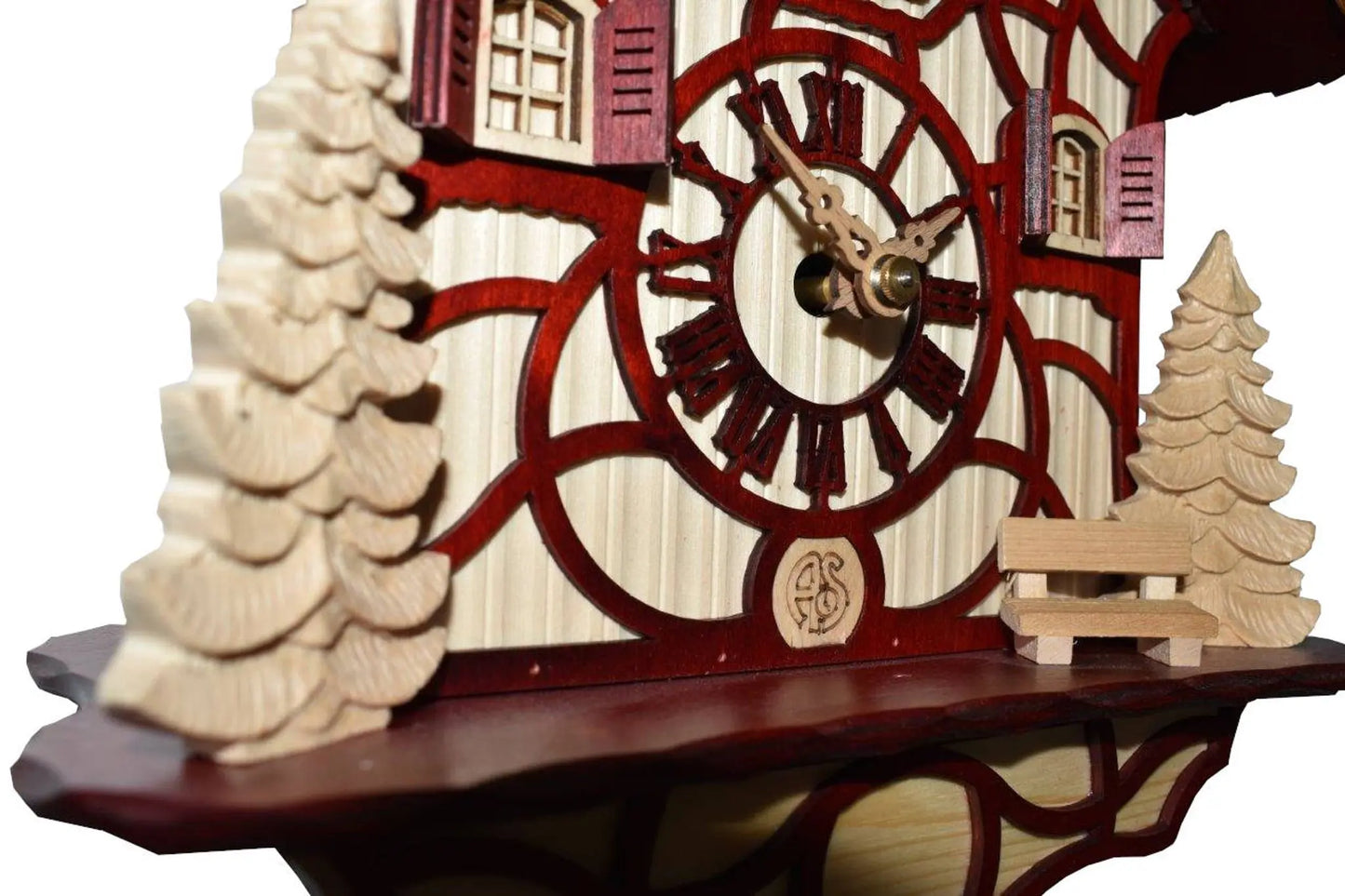 Modern cuckoo clock chalet red Anton Schneider