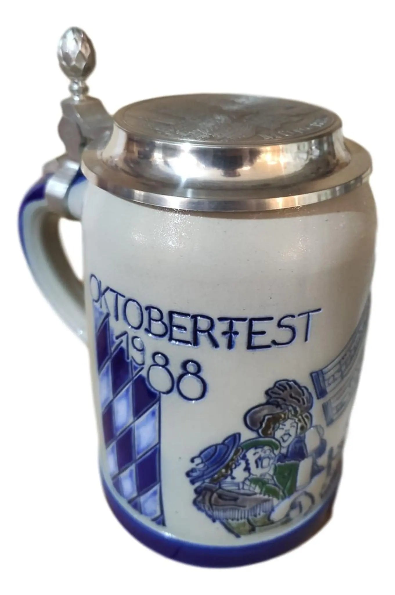 Oktoberfest 1988 salt-glazed 0.5 liter beer mug Montag Steins & Clocks