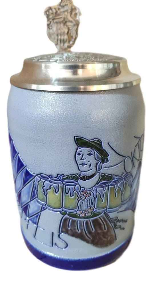 Oktoberfest 1989 salt-glazed 0.5 liter beer mug Montag Steins & Clocks