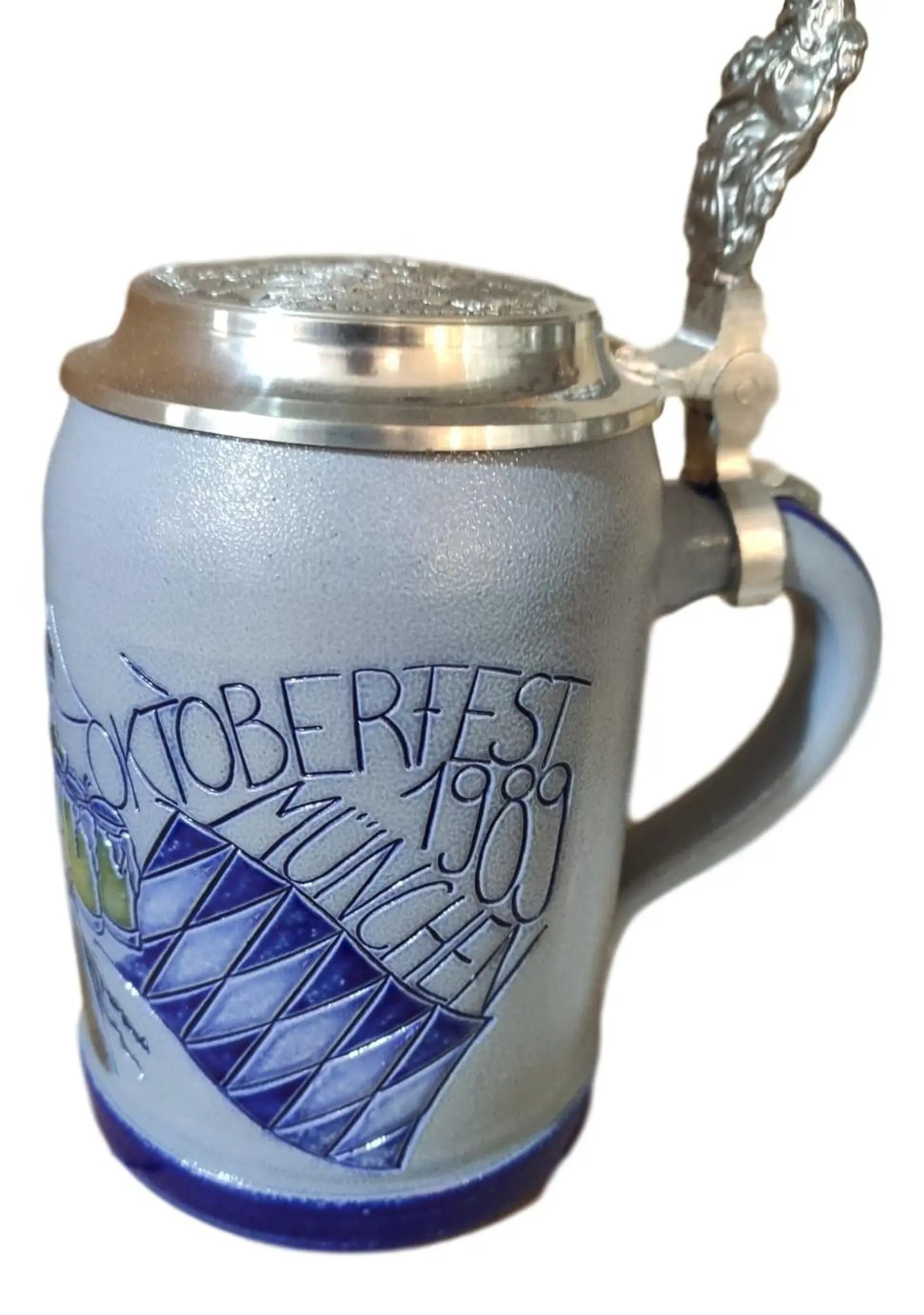 Oktoberfest 1989 salt-glazed 0.5 liter beer mug Montag Steins & Clocks
