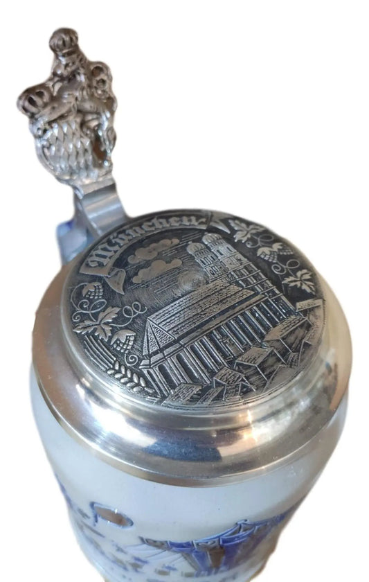 Oktoberfest 1990 salt-glazed 0.5 liter beer mug Montag Steins & Clocks