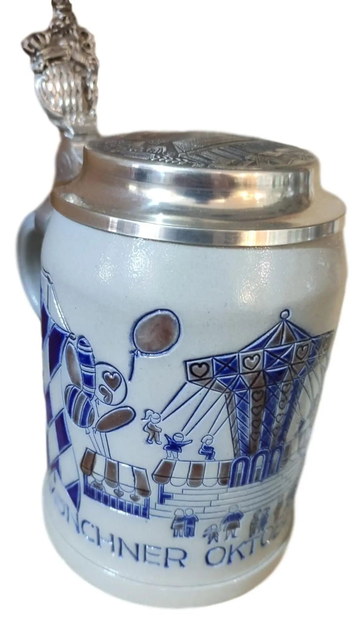 Oktoberfest 1990 salt-glazed 0.5 liter beer mug Montag Steins & Clocks