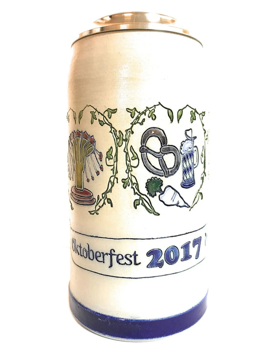 Oktoberfest 2017 salt glazed 1 liter beer mug Montag Steins & Clocks