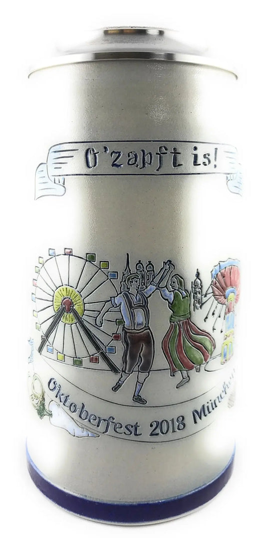 Oktoberfest 2018 salt-glazed 1 liter beer mug Montag Steins & Clocks