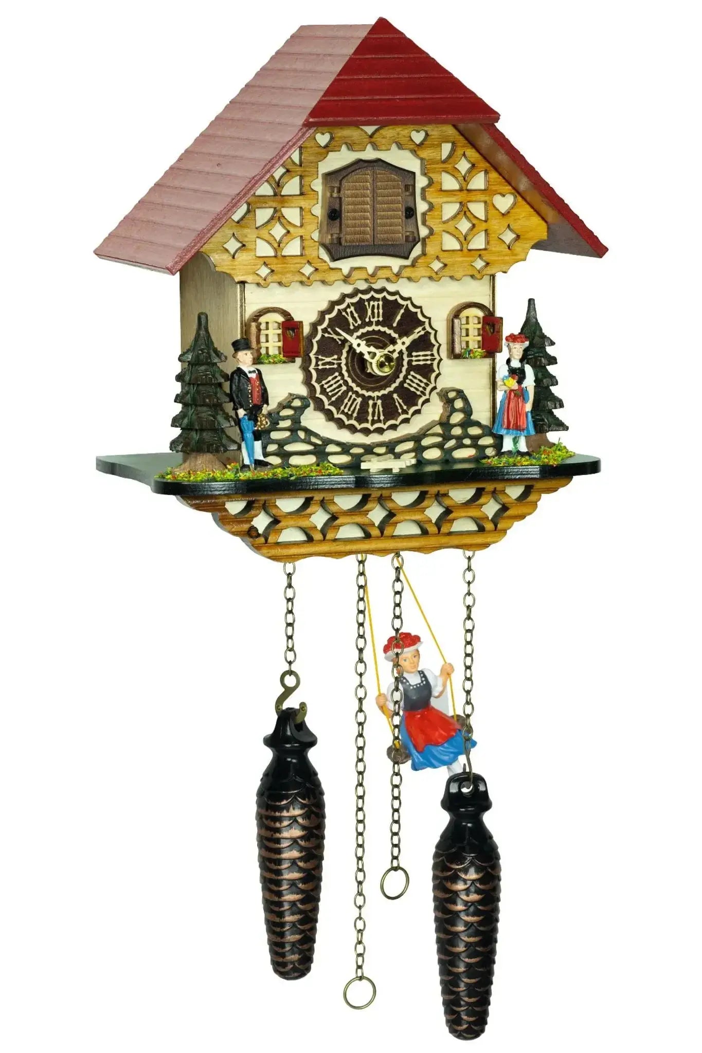 Quartz clock Black Forest with rocking girl Trenkle