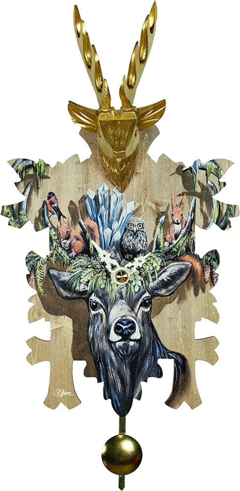 Quartz clock deer with music Trenkle