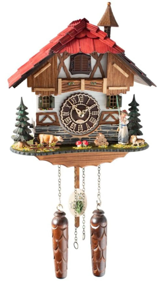Quartz cuckoo clock with music, bell ringer with cow Trenkle