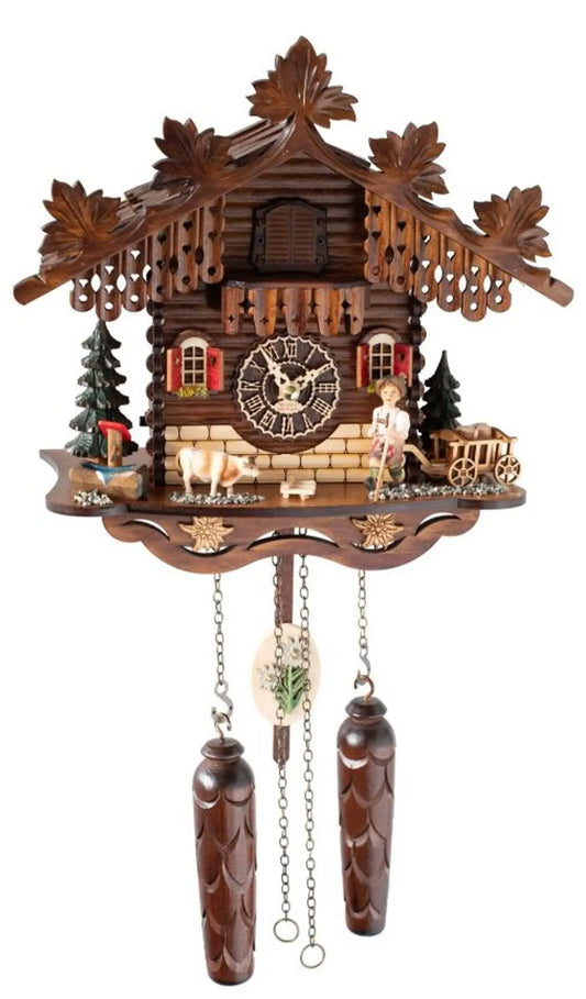Quartz cuckoo clock with music, young hiker with cow Trenkle