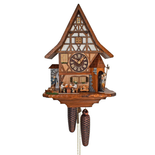 Town house with night watchman 8-day cuckoo clock Anton Schneider