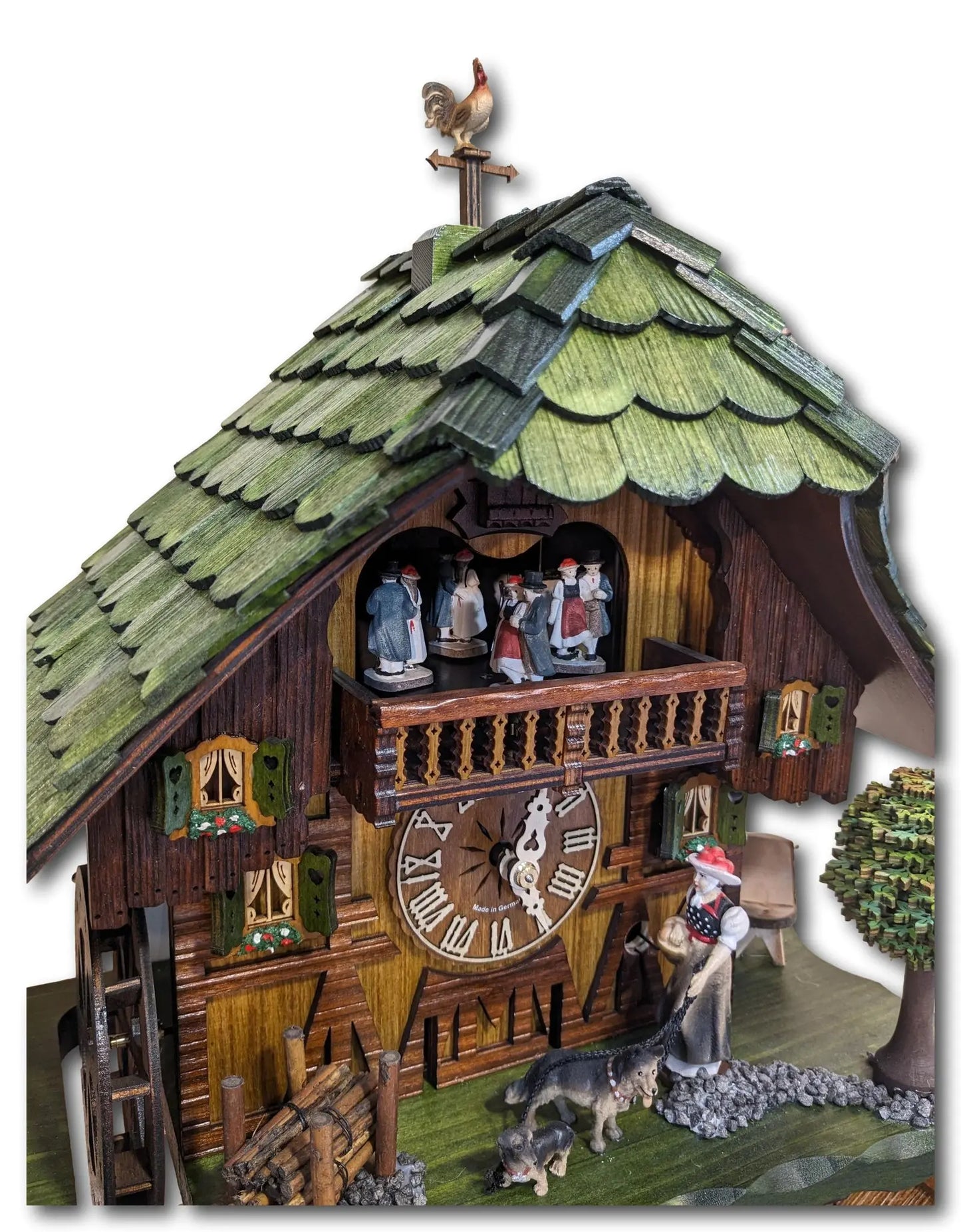 Walker with shepherd dog and dachshund 1 day cuckoo clock Montag Steins & Clocks