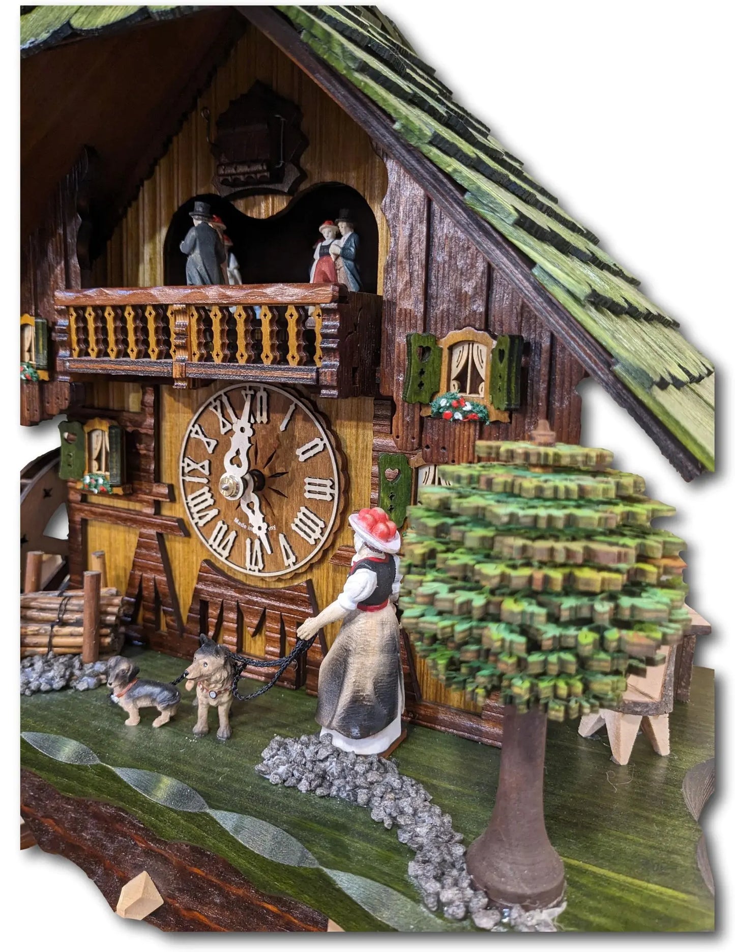 Walker with shepherd dog and dachshund 1 day cuckoo clock Montag Steins & Clocks