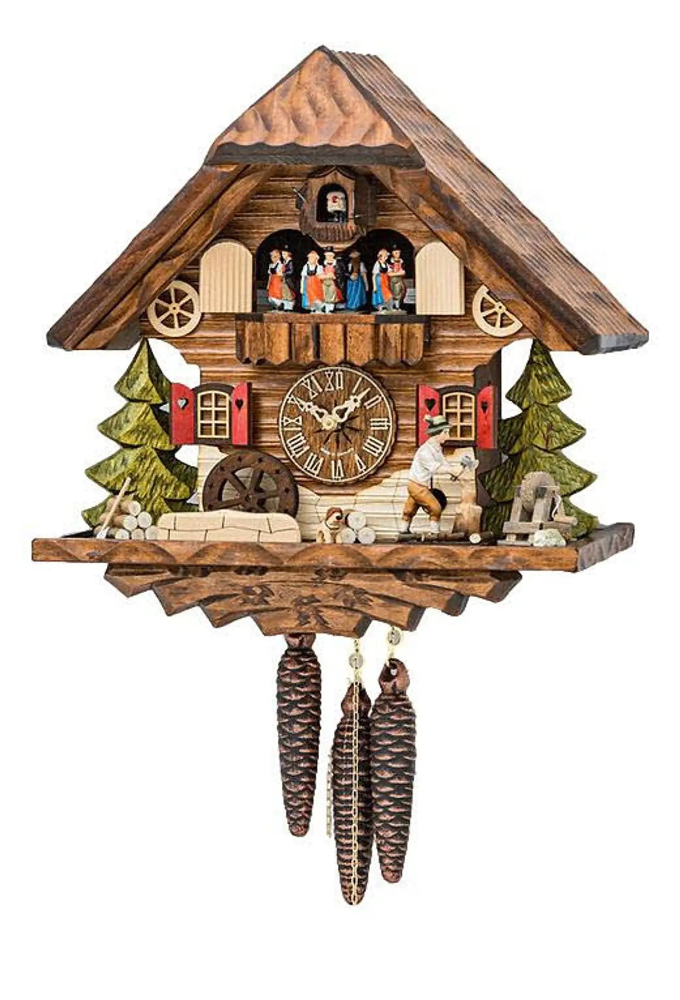 Wood chopper with dog 1 day Cuckoo clock with music Hekas