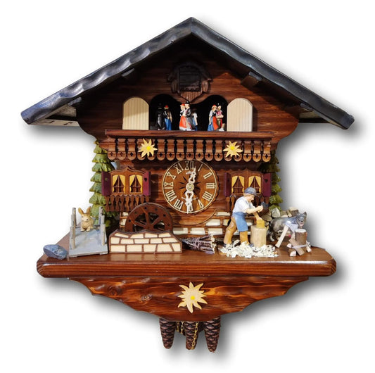 Wood chopper with dog 1 day cuckoo clock with music Hekas
