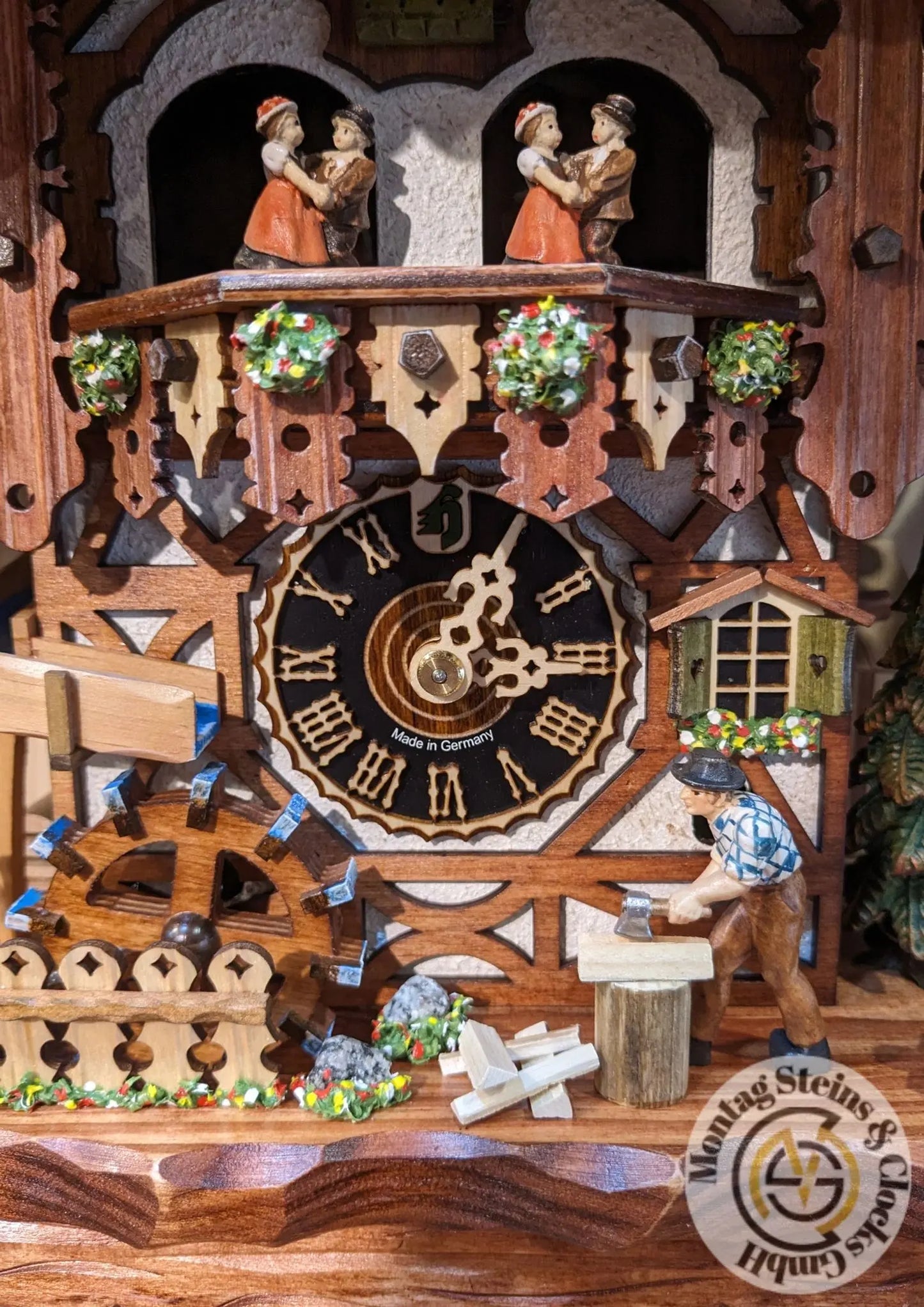 Leñador con entramado de madera, reloj de 1 día con música