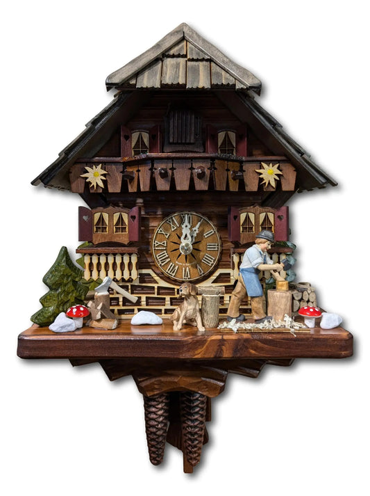 Woodchopper 1 day cuckoo clock grey roof - Montag Steins & Clocks