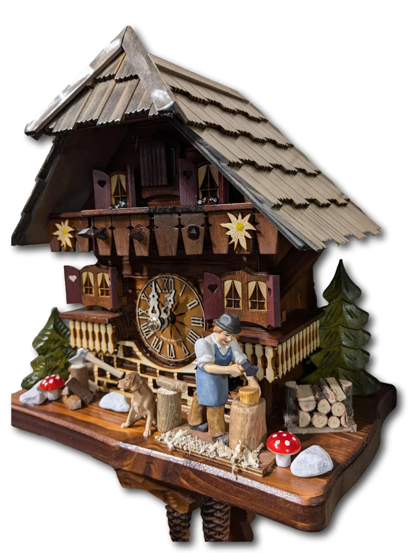 Woodchopper 1 day cuckoo clock grey roof - Montag Steins & Clocks