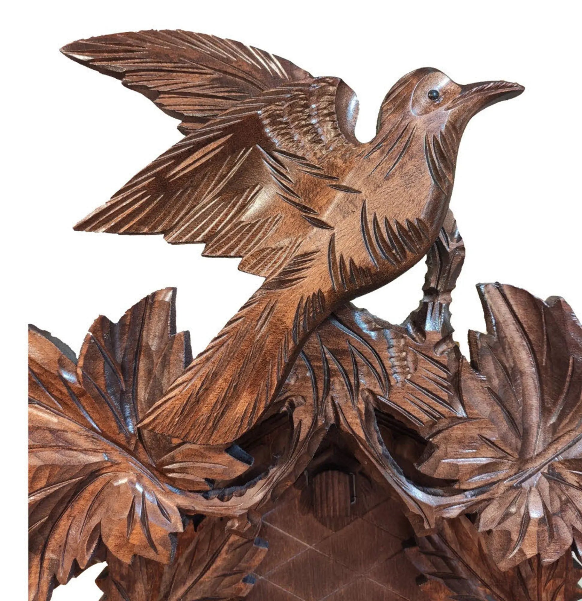 7 leaf , 3 birds hand-carved 8 day cuckoo clock Hekas