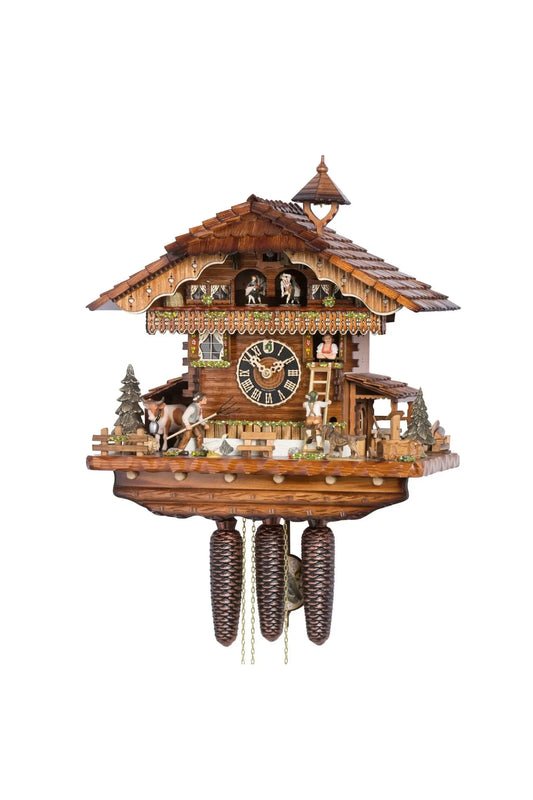 Alpine hut with lovers and the father doesn't like it 8 days Cuckoo clock with music Hoenes