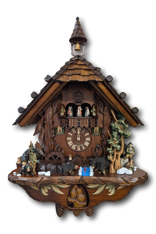 Bear Family Cuckoo Clock – 8 Day Musical Black Forest Clock Hekas