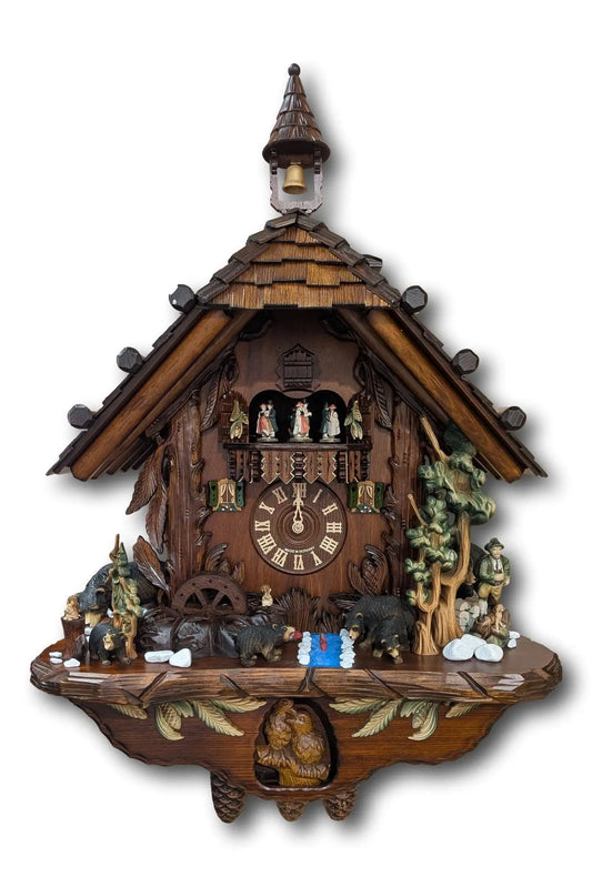 Bear Family Cuckoo Clock – 8 Day Musical Black Forest Clock Hekas