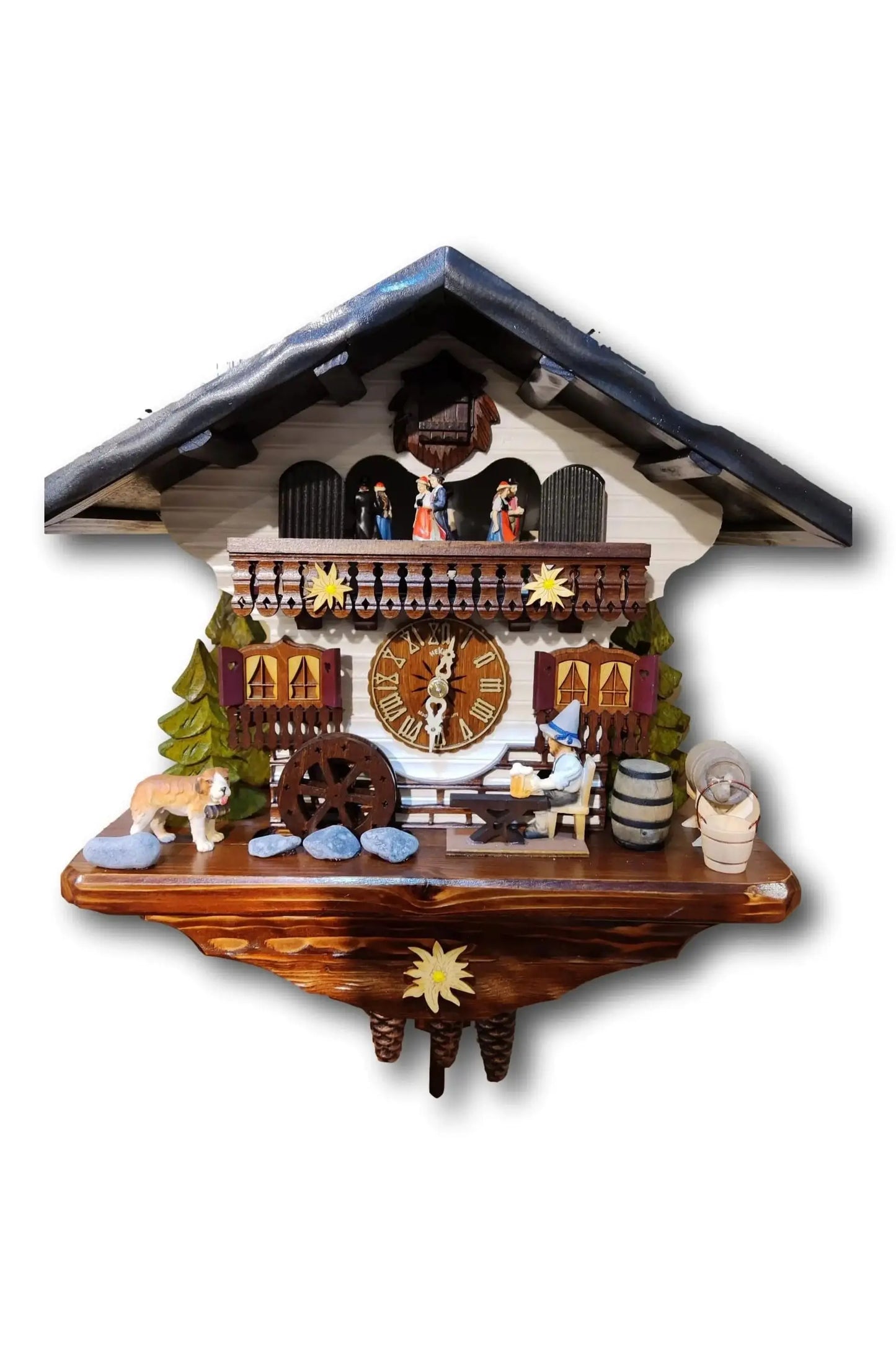 Beer drinker with pointed hat 1 day cuckoo clock with music Hekas
