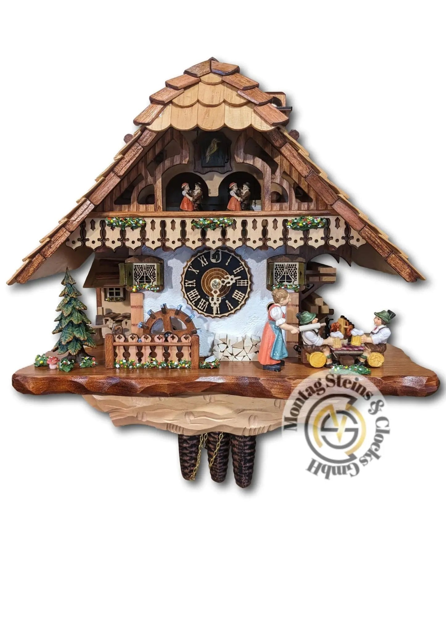 Beer drinker and rolling pin, 1-day clock with music Hoenes