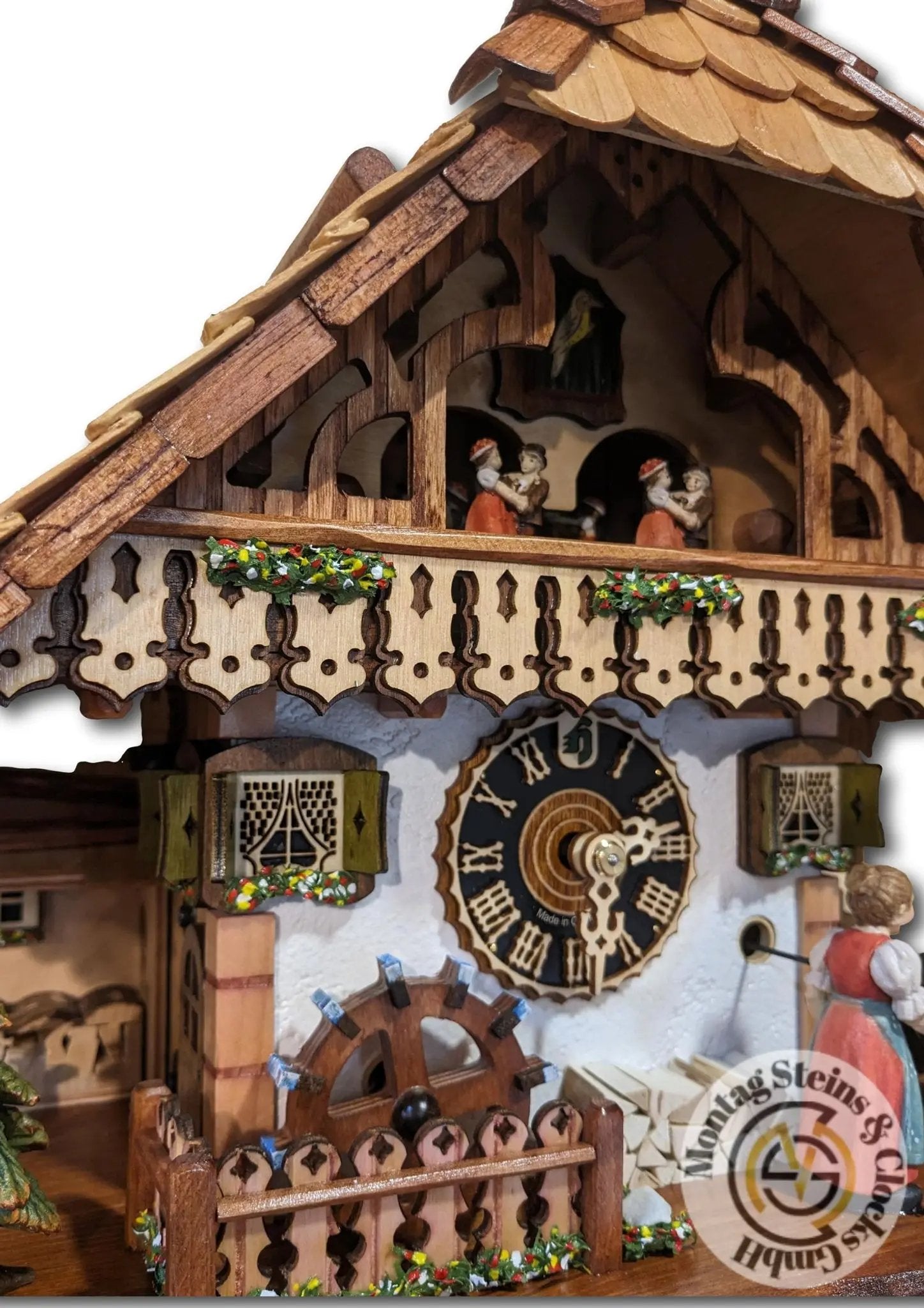 Beer drinker and rolling pin, 1-day clock with music Hoenes