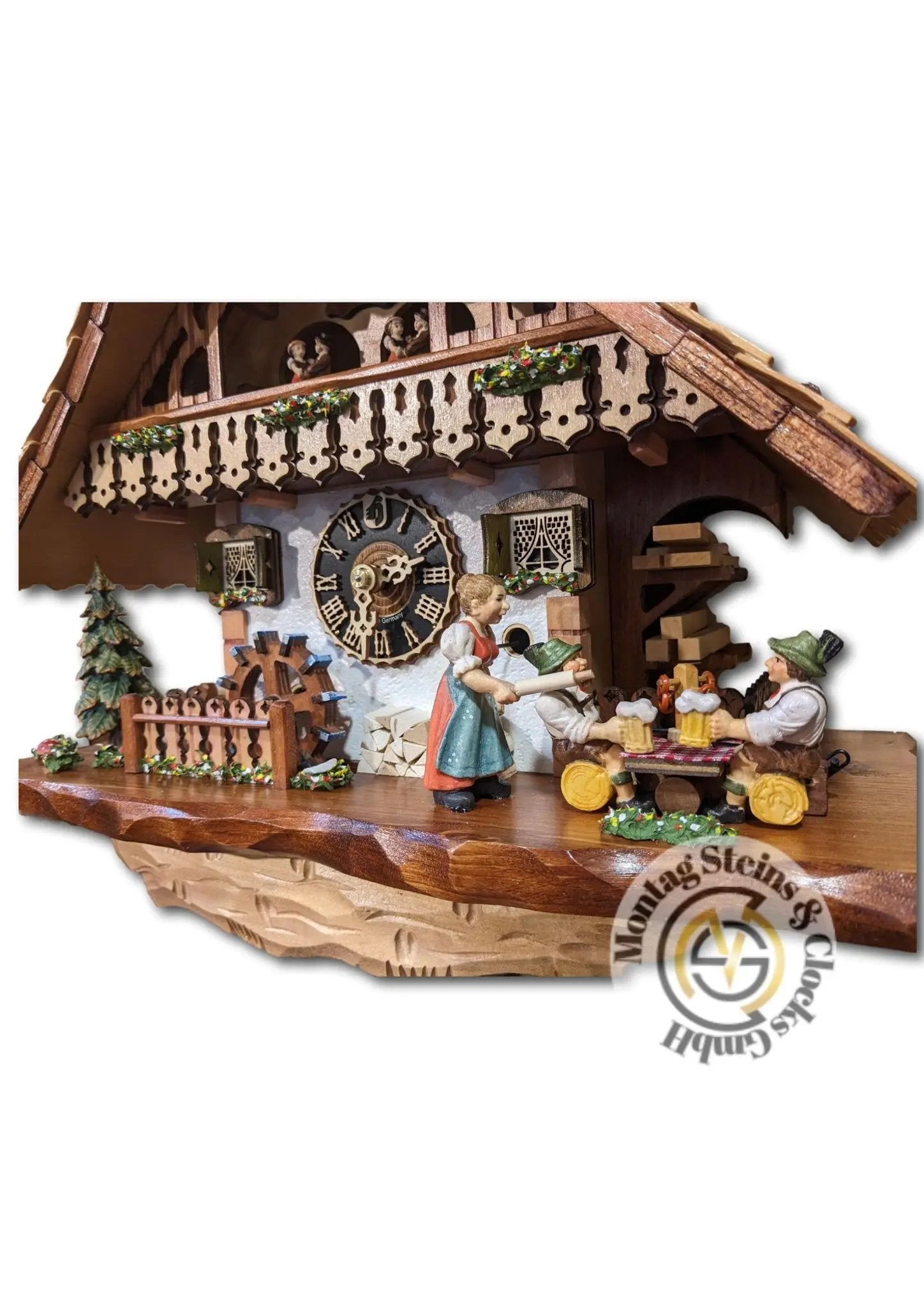 Beer drinker and rolling pin, 1-day clock with music Hoenes