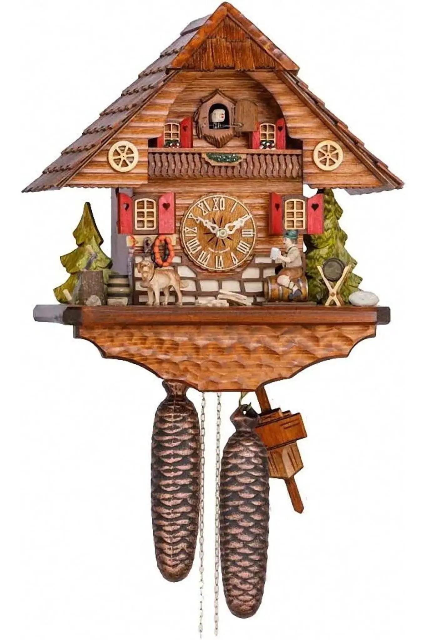 Beer drinker on barrel 8 day cuckoo clock Hekas