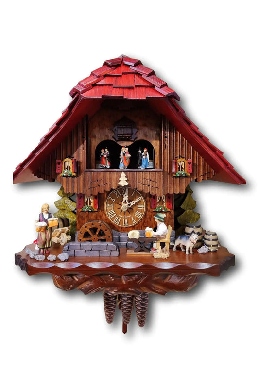 Beer drinker with Zenzi 1 day cuckoo clock with music - Montag Steins & Clocks