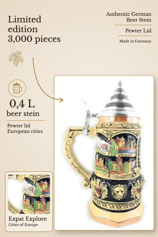 Expat Explore 0,4L beer stein made in Germany – limited 3,000 | Montag Steins & Clocks