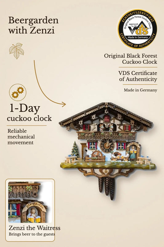 Beergarden with Zenzi 1-day cuckoo clock – main image