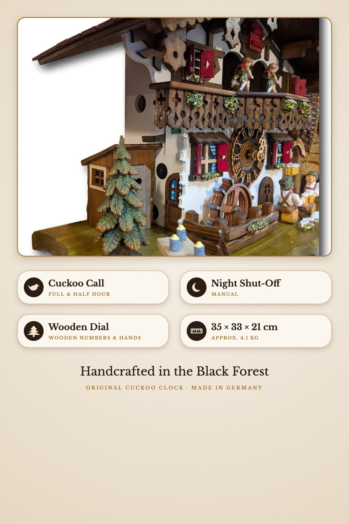 Beergarden with Zenzi 1-day cuckoo clock – detail 2
